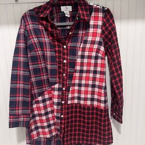 Oso Women's Plaid Tunic Top - Red and Black